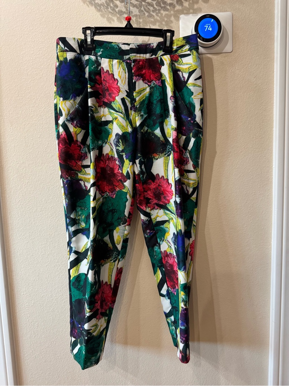 Rachel Roy Womens Floral Print Ankle Pants Multicolor Tropical Cropped Size 4